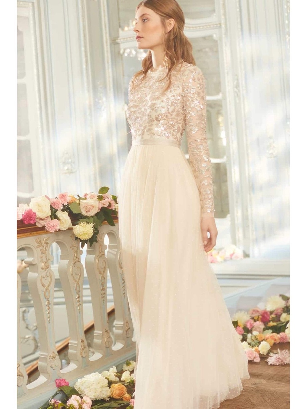 Needle & Thread Needle & Thread Tempest Long Sleeve maxi Gown